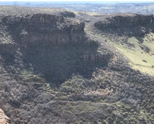 Overview of the Lubahn Trail from the castle rock, South Table Open Spacce Park