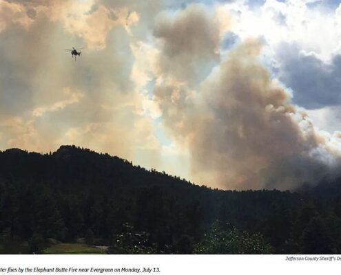 Elephant Butte wildfire near Evergreen, CO 7/13/2020. Photo courtesy of Jeffco Sheriff Dept.