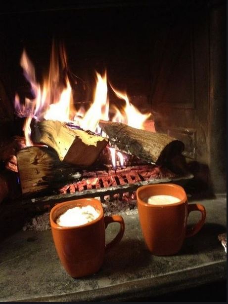 Hygge: Hot Chocolate in front of fireplace