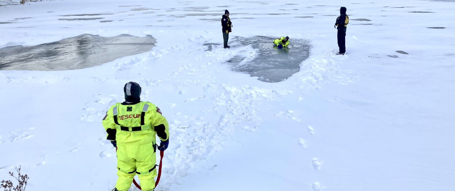 JCOS Rangers at Pine Valley Ranch Park, ice rescue training.