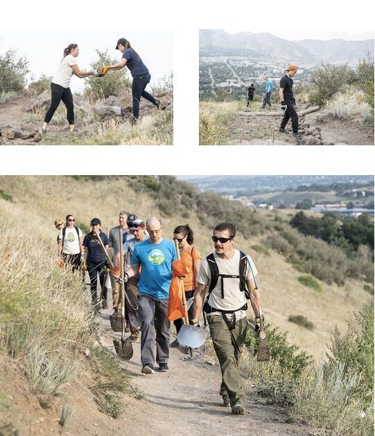 Trail runner volunteers at South Table Park